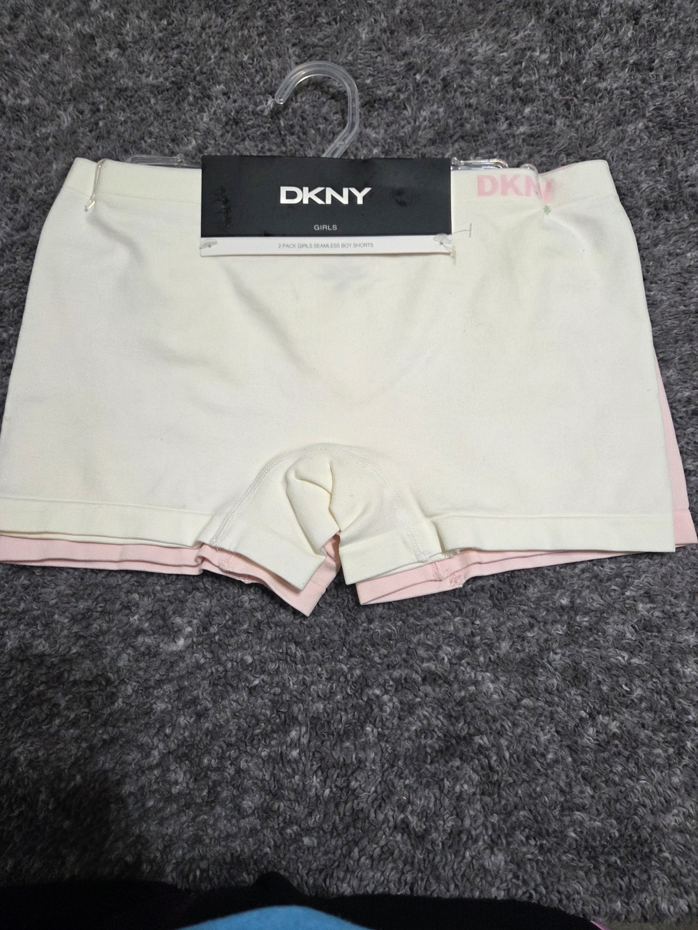 DKNY Girls Cream & Light Pink Cotton Blend Underwear Shorts - 2-Pack